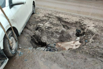 Машины &laquo;ушли&raquo; под асфальт в Шымкенте