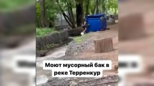 В Алматы администрацию кафе оштрафована за мойку мусорного бака в реке